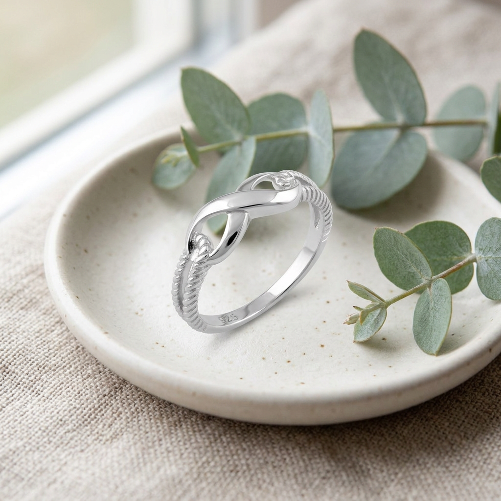 Sterling Silver 2.5mm Infinity Knot Promise Ring for Women life2
