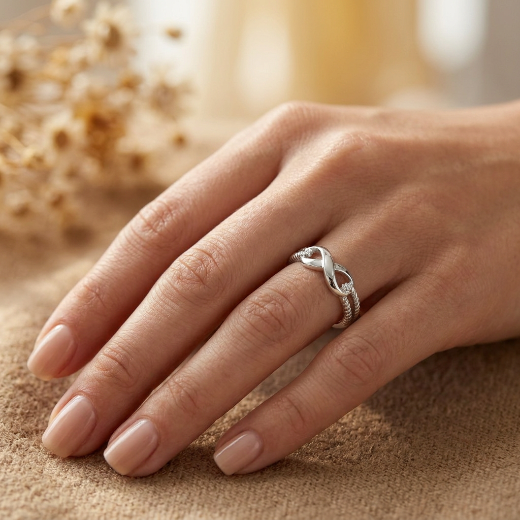 Sterling Silver 2.5mm Infinity Knot Promise Ring for Women model