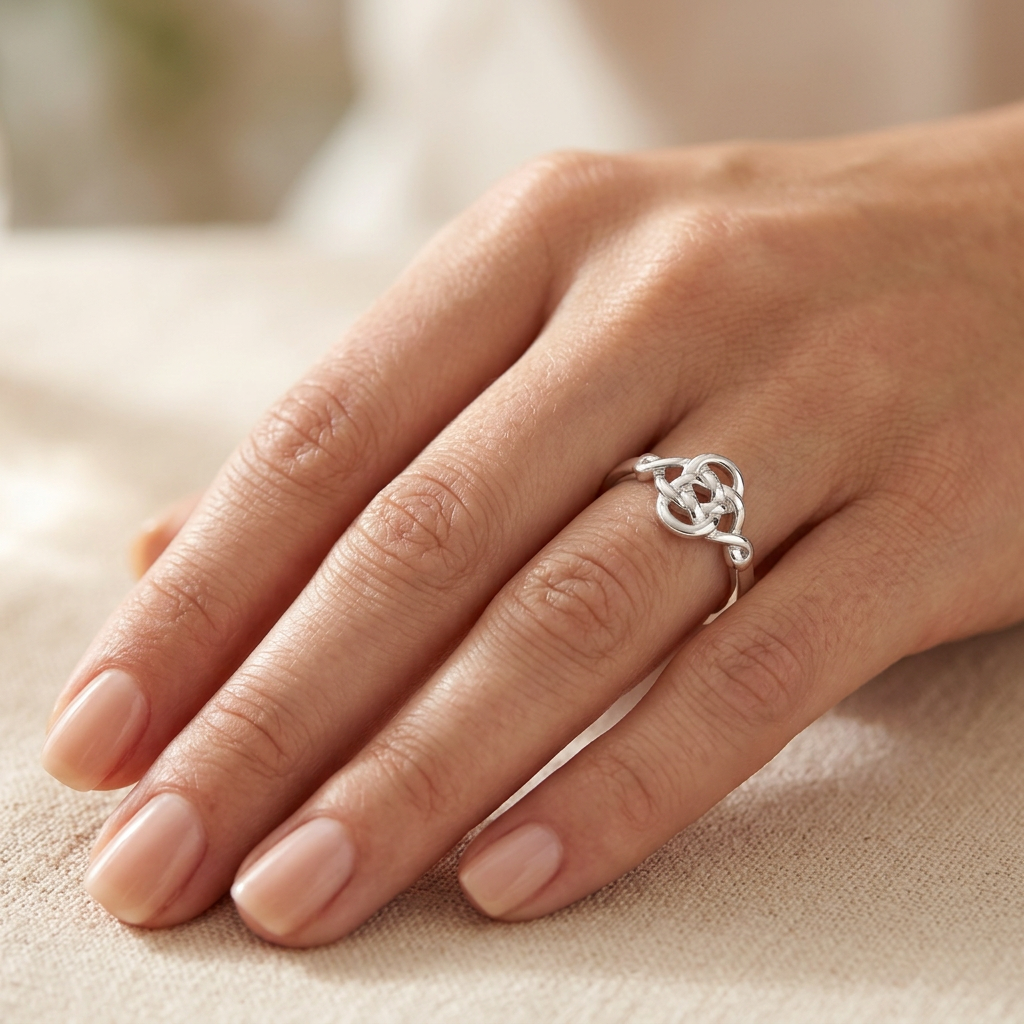 Sterling Silver Celtic Love Knot Promise Ring for Women model