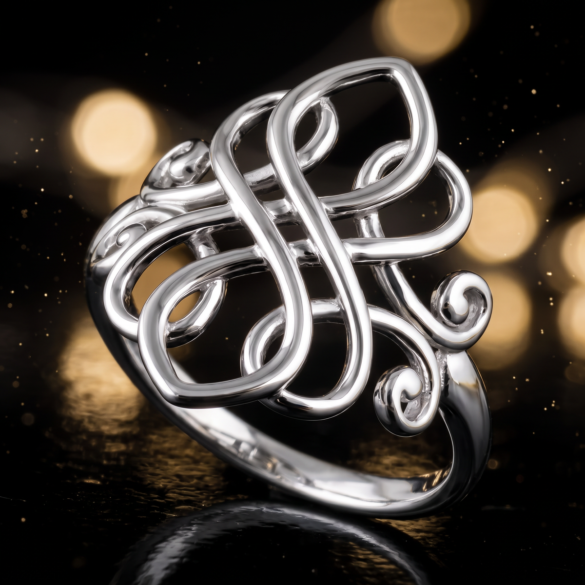Sterling Silver Celtic Swirl Filigree Statement Ring for Women life4