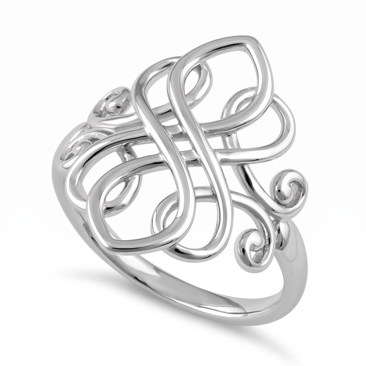 Sterling Silver Celtic Swirl Filigree Statement Ring for Women