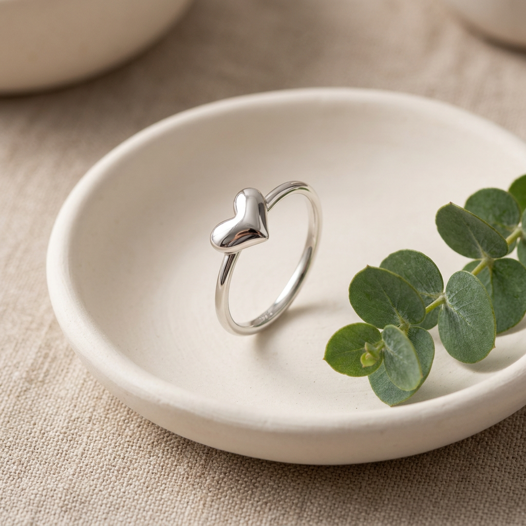 Sterling Silver Puffed Heart Promise Ring for Women life2