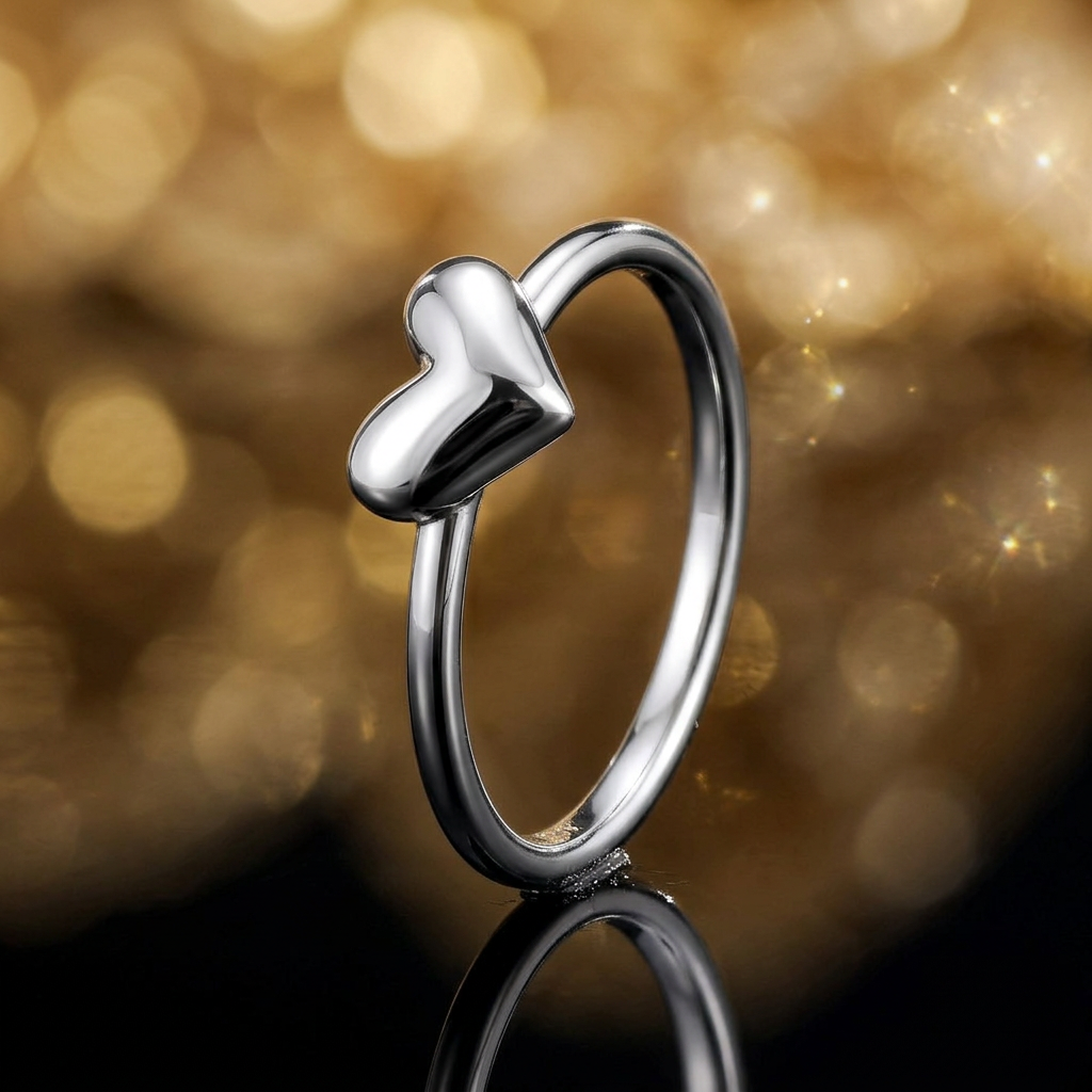 Sterling Silver Puffed Heart Promise Ring for Women life4