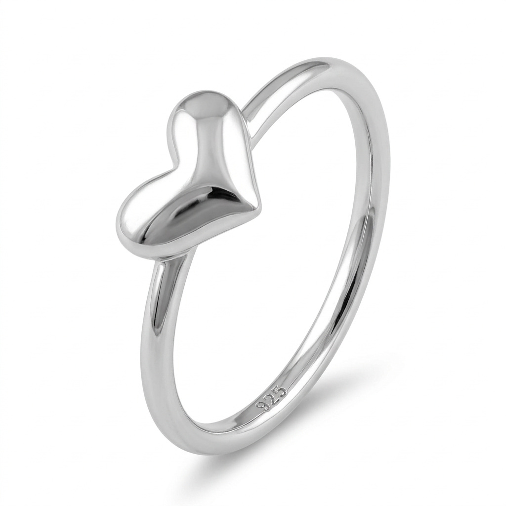 Sterling Silver Puffed Heart Promise Ring for Women