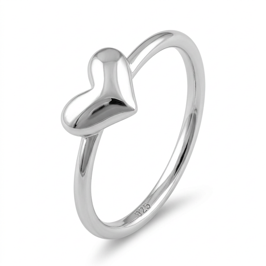 Sterling Silver Puffed Heart Promise Ring for Women