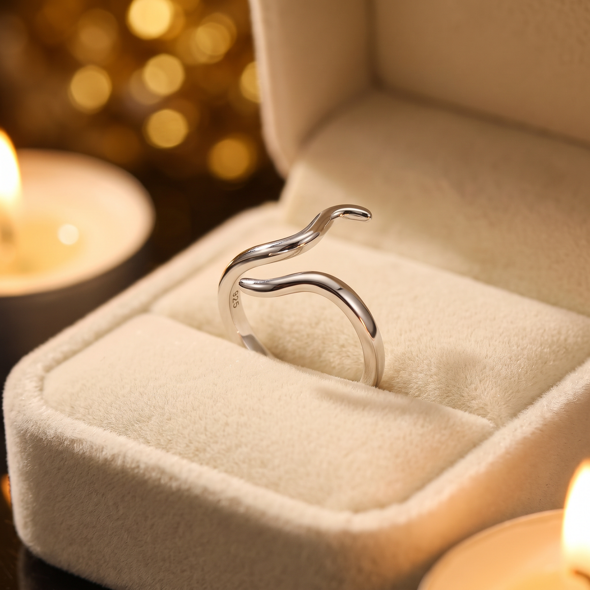Sterling Silver 2.4mm Curved Open Wrap Statement Ring for Women life3