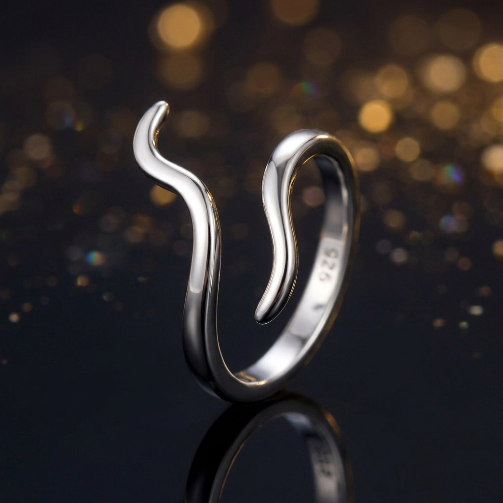 Sterling Silver 2.4mm Curved Open Wrap Statement Ring for Women life4