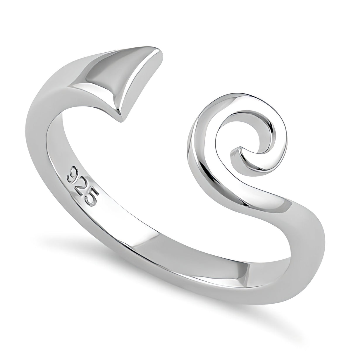 Sterling Silver 2.4mm Spiral Swirl and Arrow Point Open Cuff Ring for Women