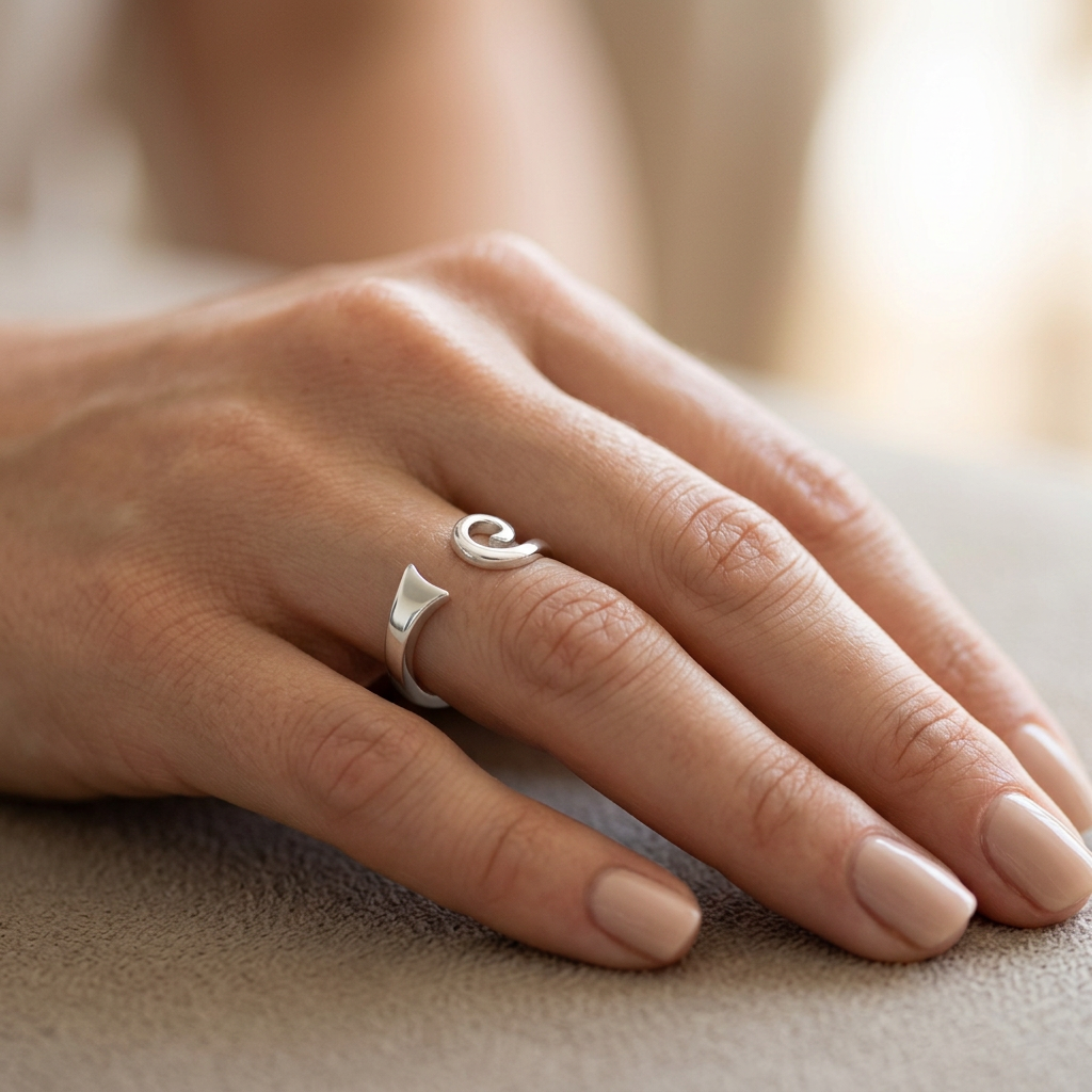 Sterling Silver 2.4mm Spiral Swirl and Arrow Point Open Cuff Ring for Women model