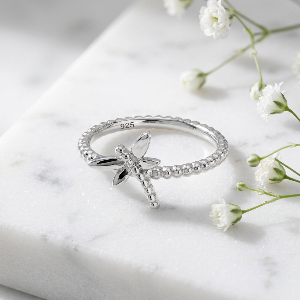Sterling Silver 1.9mm Dragonfly Twisted Rope Stacking Ring for Women life1