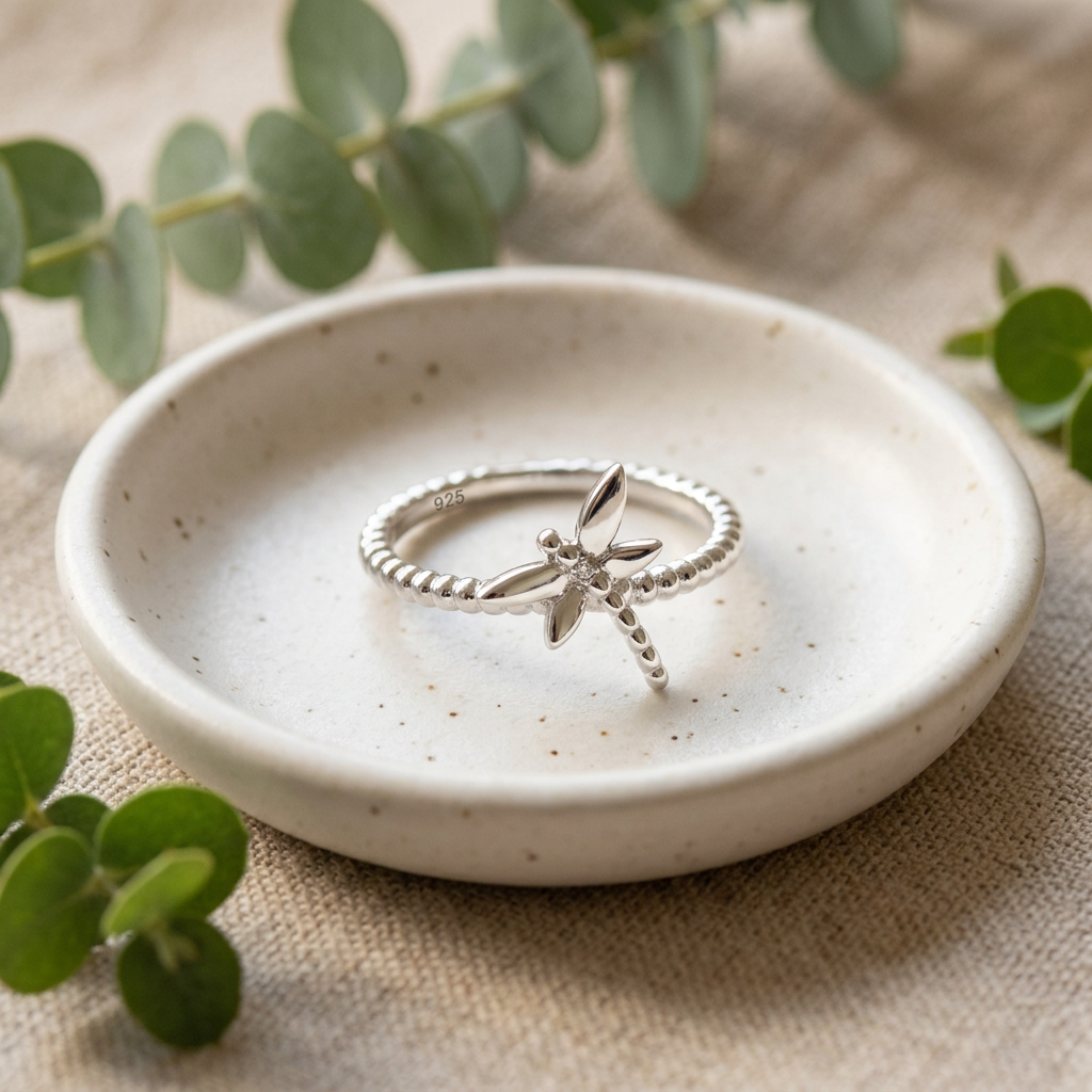 Sterling Silver 1.9mm Dragonfly Twisted Rope Stacking Ring for Women life2