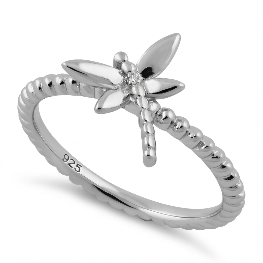 Sterling Silver 1.9mm Dragonfly Twisted Rope Stacking Ring for Women