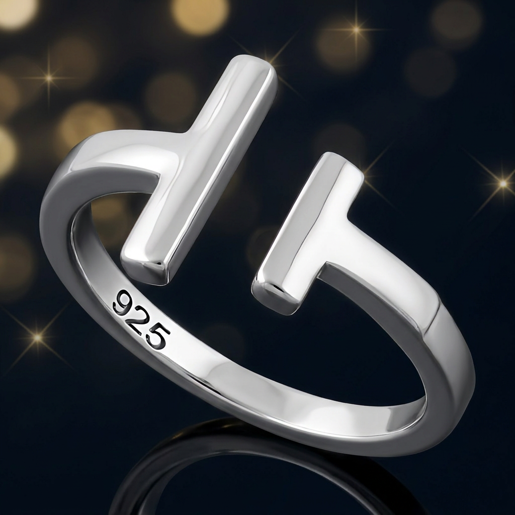 Sterling Silver 2.2mm Open Front Double Bar Cuff Ring for Women life4