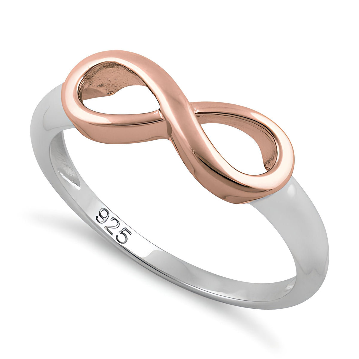 Two Tone Rose Gold Plated Sterling Silver Infinity Promise Ring for Women