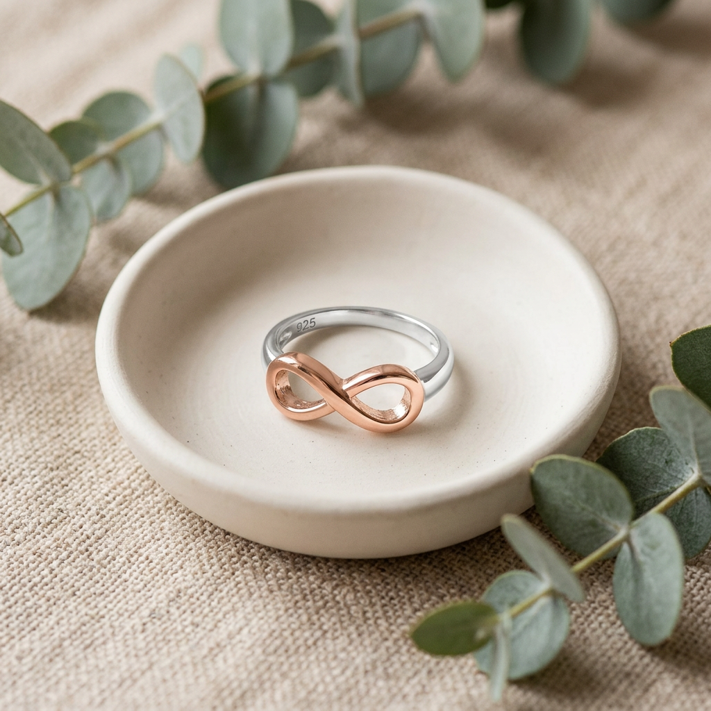 Two Tone Rose Gold Plated Sterling Silver Infinity Promise Ring for Women life2