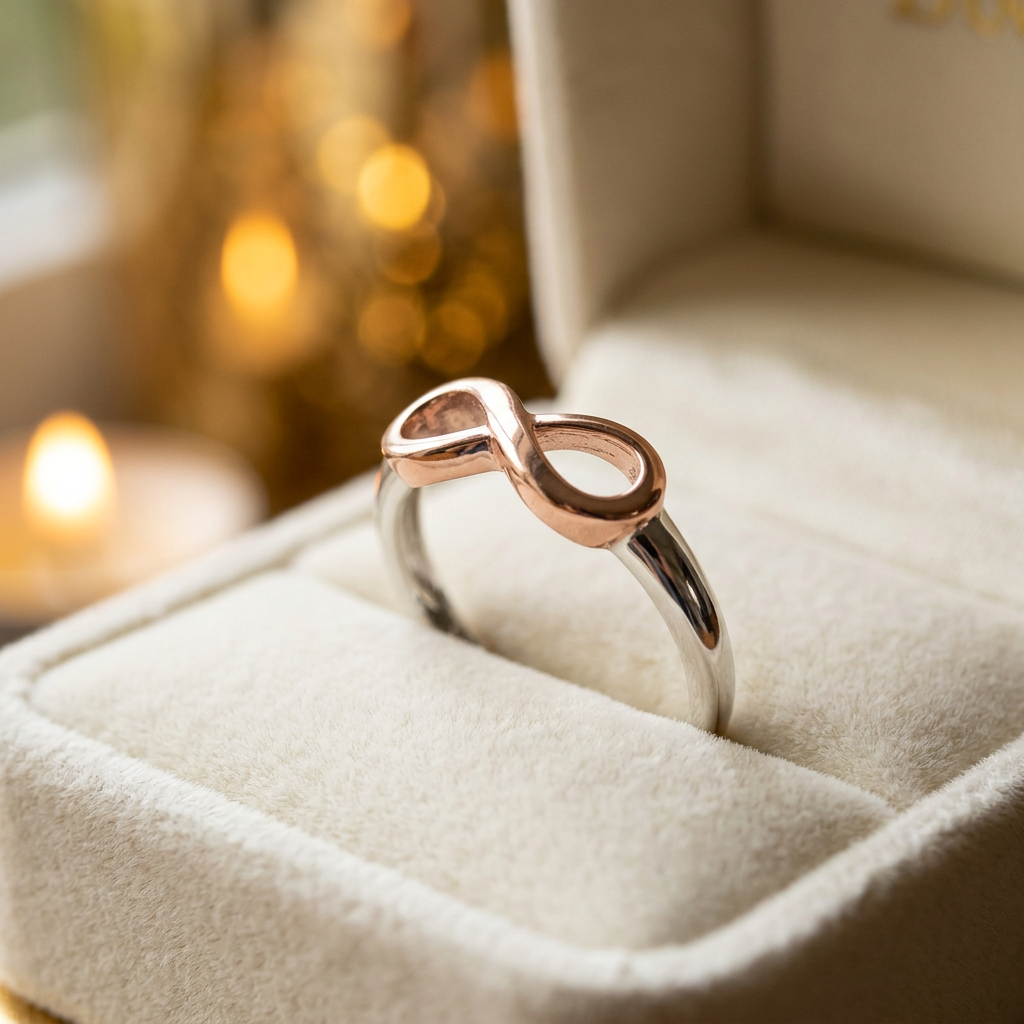 Two Tone Rose Gold Plated Sterling Silver Infinity Promise Ring for Women life3