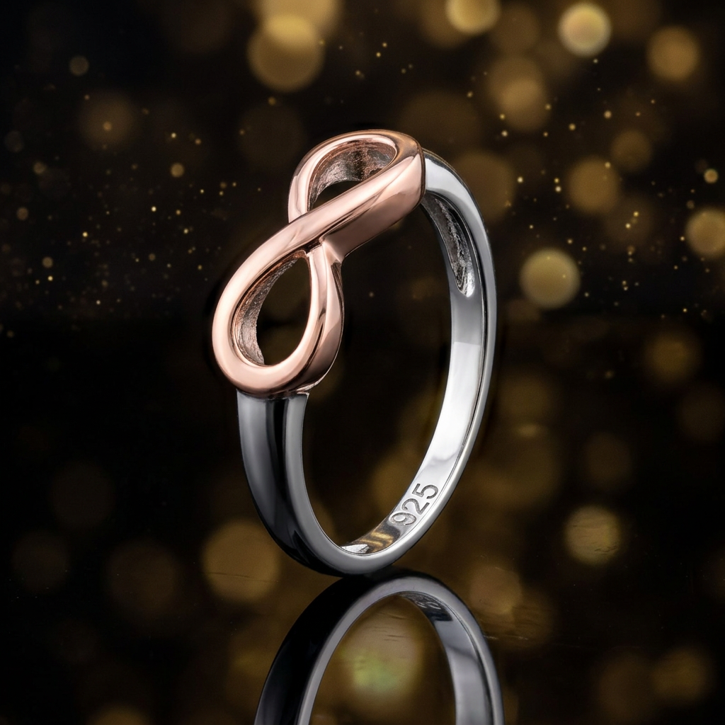 Two Tone Rose Gold Plated Sterling Silver Infinity Promise Ring for Women life4
