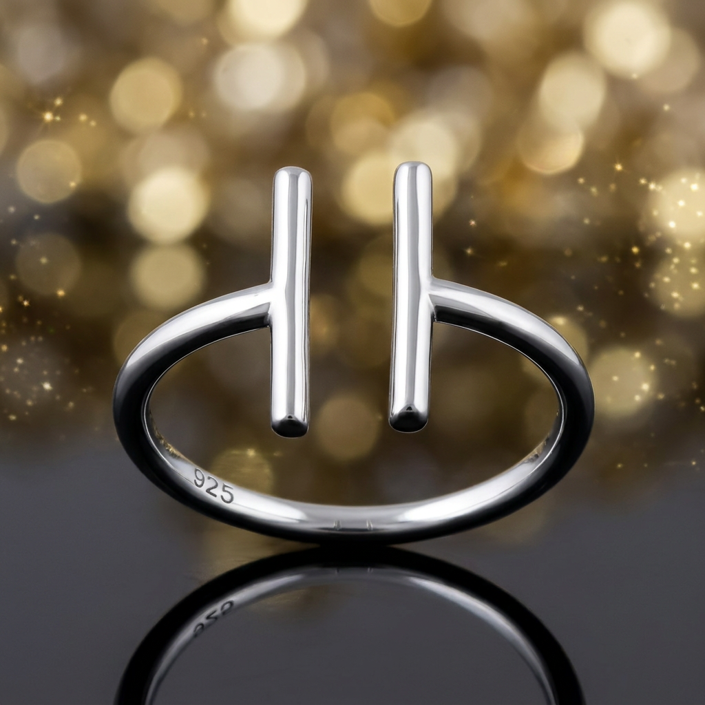 Sterling Silver 1.7mm Open Cuff Parallel Double Bar Minimalist Ring for Women life4