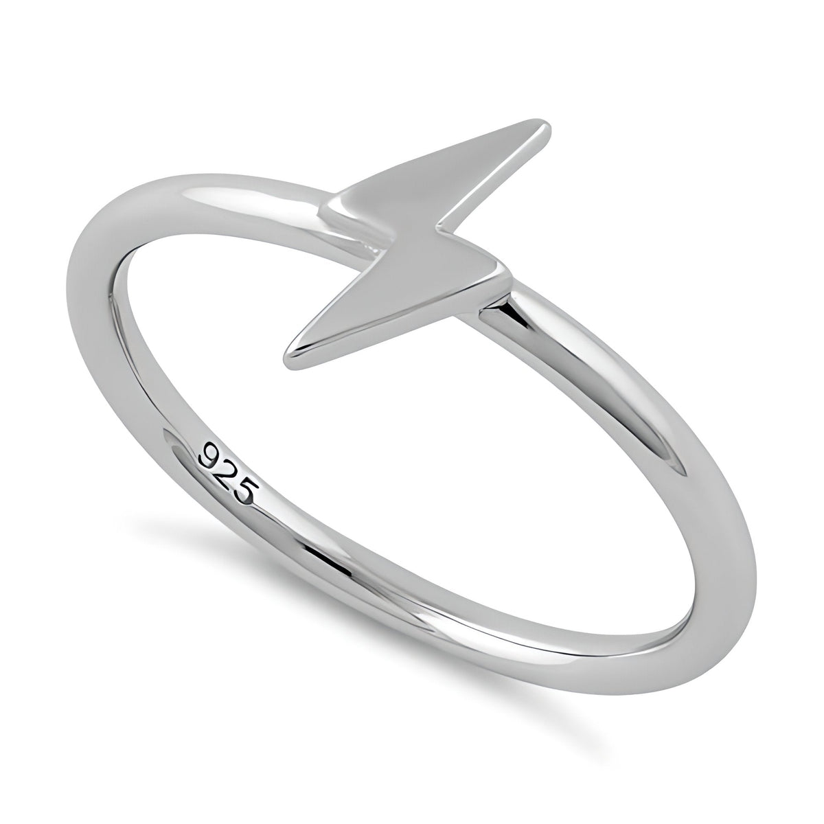 Sterling Silver 1.7mm Polished Lightning Bolt Thin Stacking Ring for Women