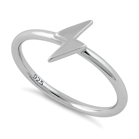 Sterling Silver 1.7mm Polished Lightning Bolt Thin Stacking Ring for Women