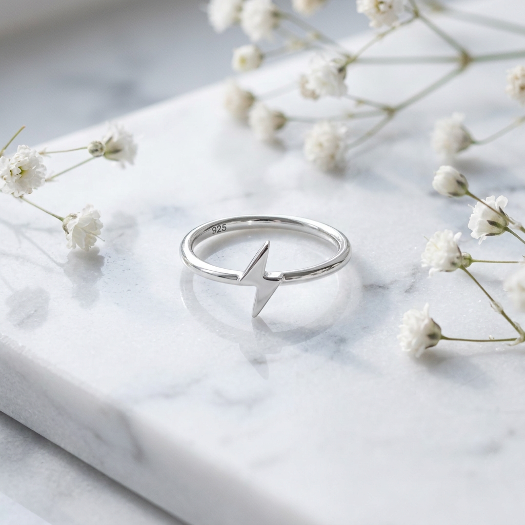 Sterling Silver 1.7mm Polished Lightning Bolt Thin Stacking Ring for Women life1