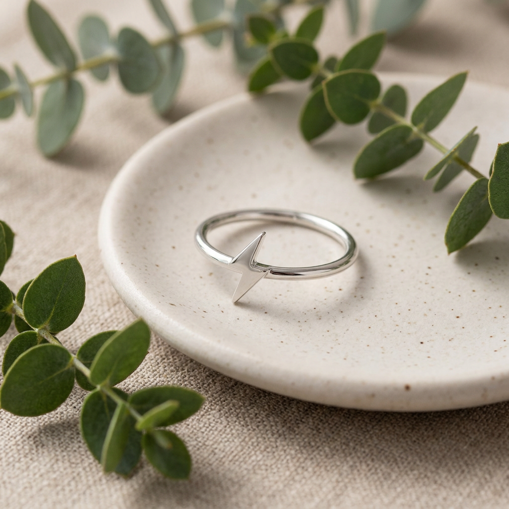 Sterling Silver 1.7mm Polished Lightning Bolt Thin Stacking Ring for Women life2