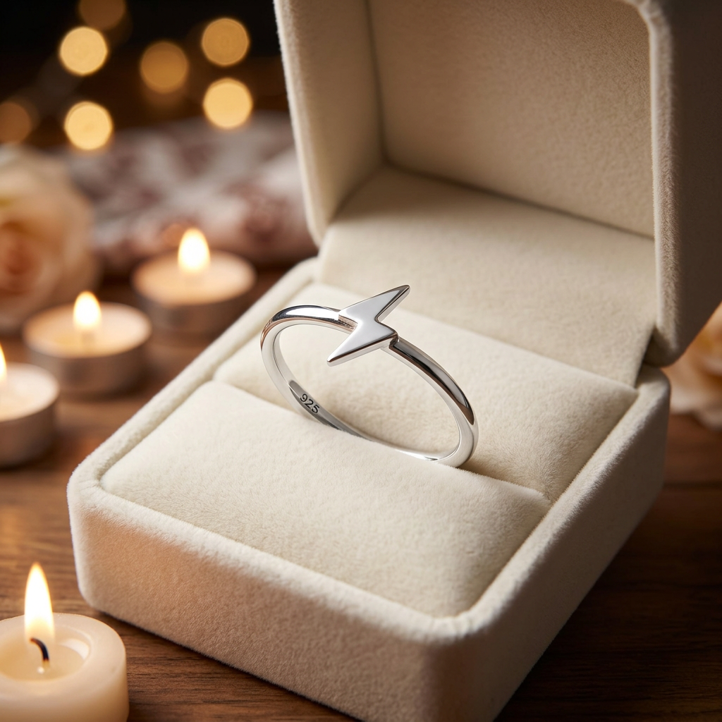Sterling Silver 1.7mm Polished Lightning Bolt Thin Stacking Ring for Women life3
