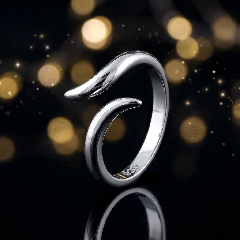 Sterling Silver 2.5mm Open Wave Teardrop Wrap Ring for Women life4