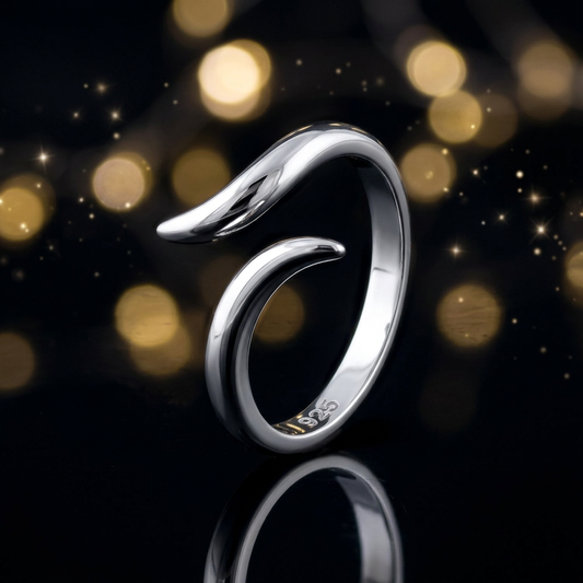 Sterling Silver 2.5mm Open Wave Teardrop Wrap Ring for Women life4