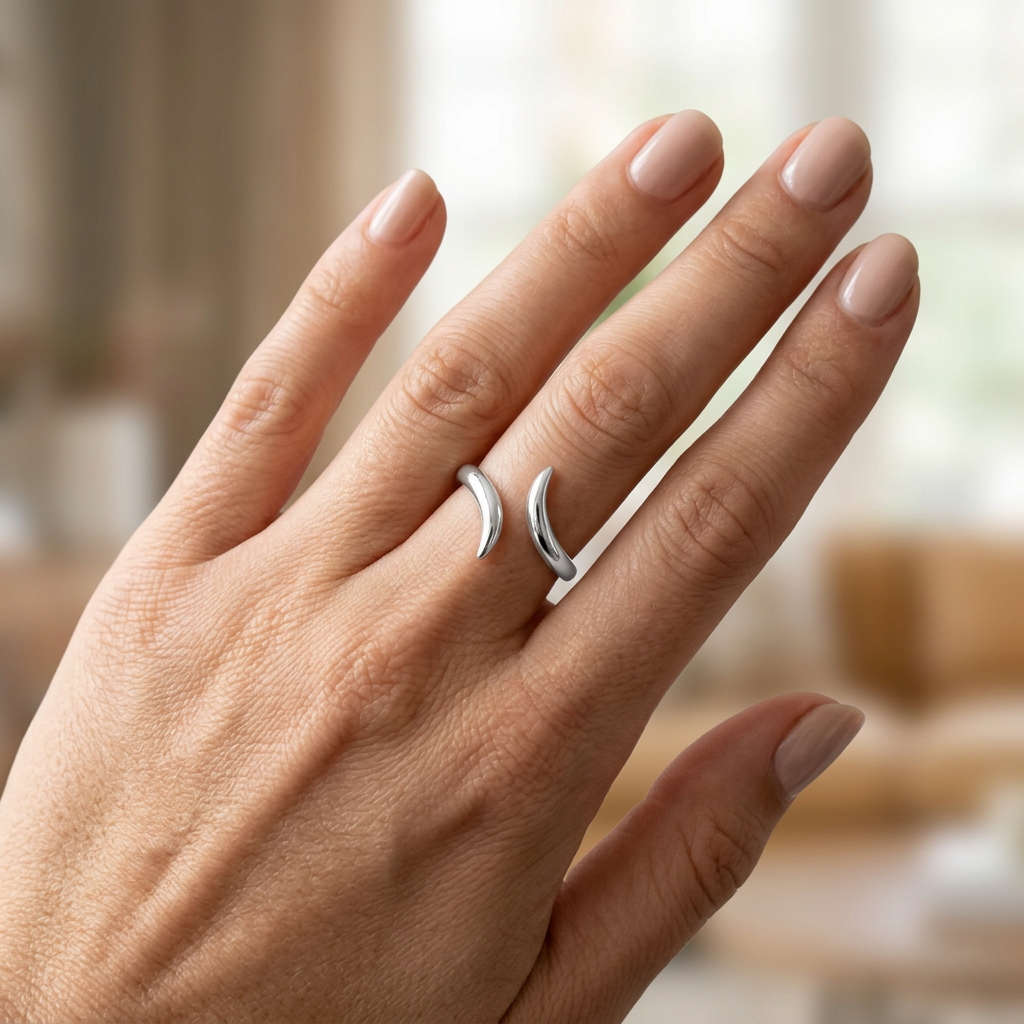 Sterling Silver 2.5mm Open Wave Teardrop Wrap Ring for Women model
