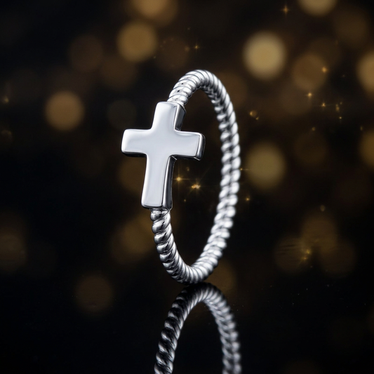 Sterling Silver 1.9mm Sideways Cross Twisted Rope Band Ring for Women life4