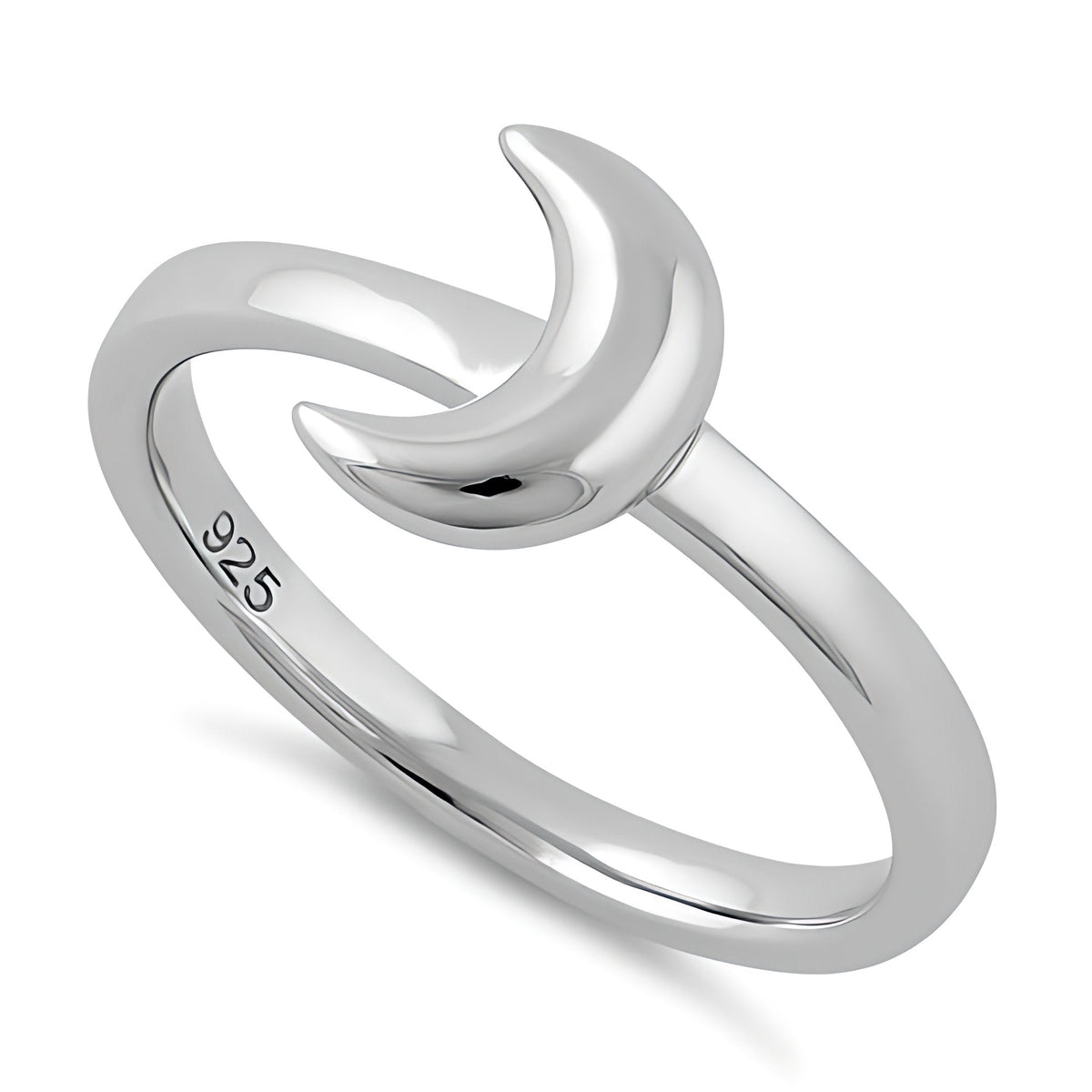 Sterling Silver 2.2mm Polished Crescent Half Moon Minimalist Ring for Women