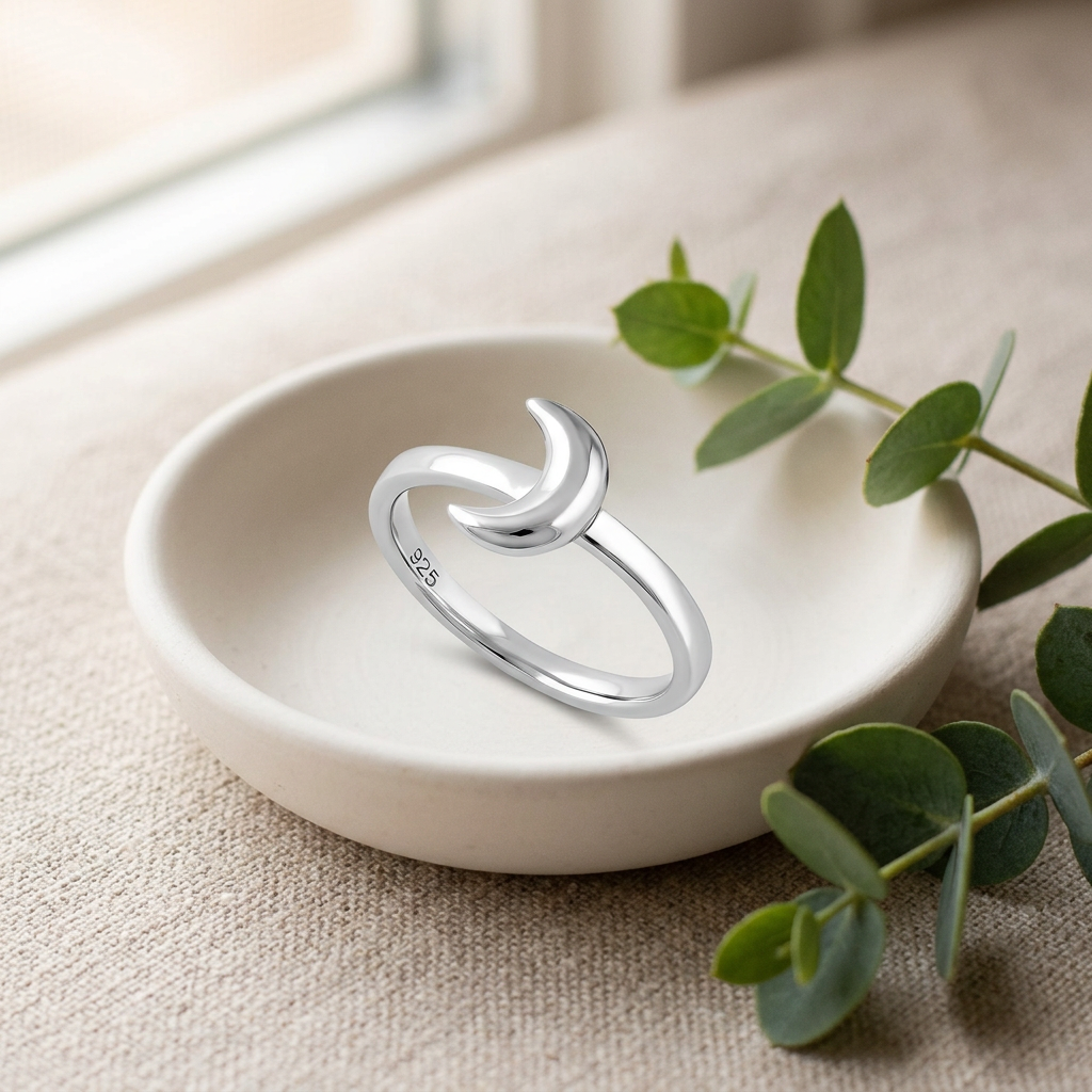 Sterling Silver 2.2mm Polished Crescent Half Moon Minimalist Ring for Women life2