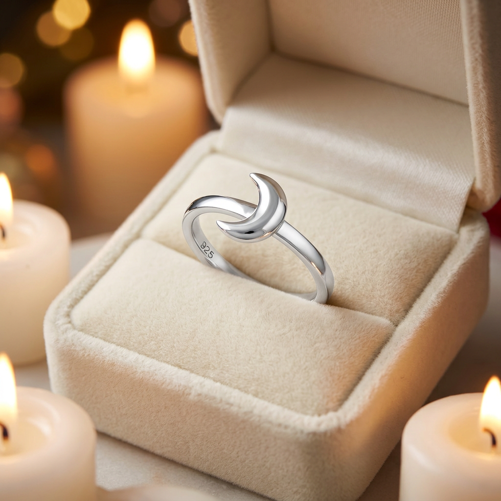 Sterling Silver 2.2mm Polished Crescent Half Moon Minimalist Ring for Women life3