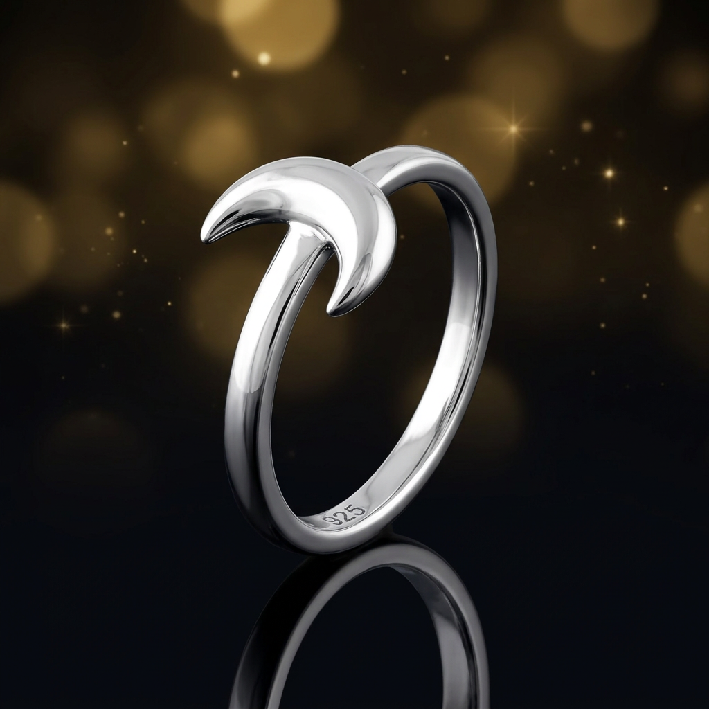 Sterling Silver 2.2mm Polished Crescent Half Moon Minimalist Ring for Women life4