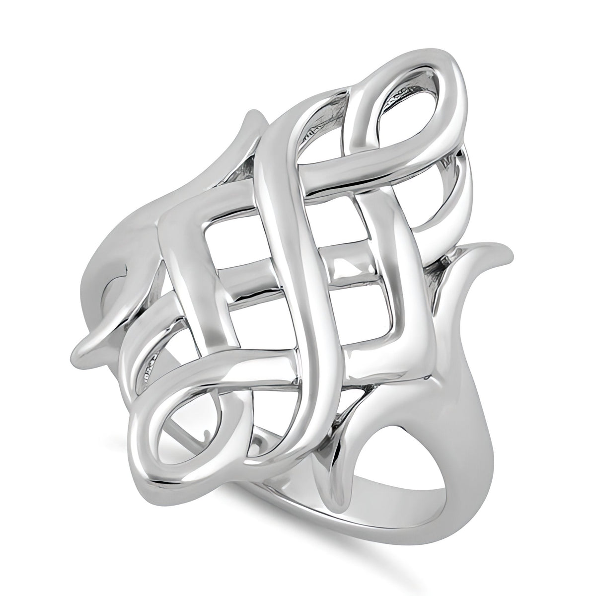 Sterling Silver Open Celtic Knot Interlace Shield Ring for Women