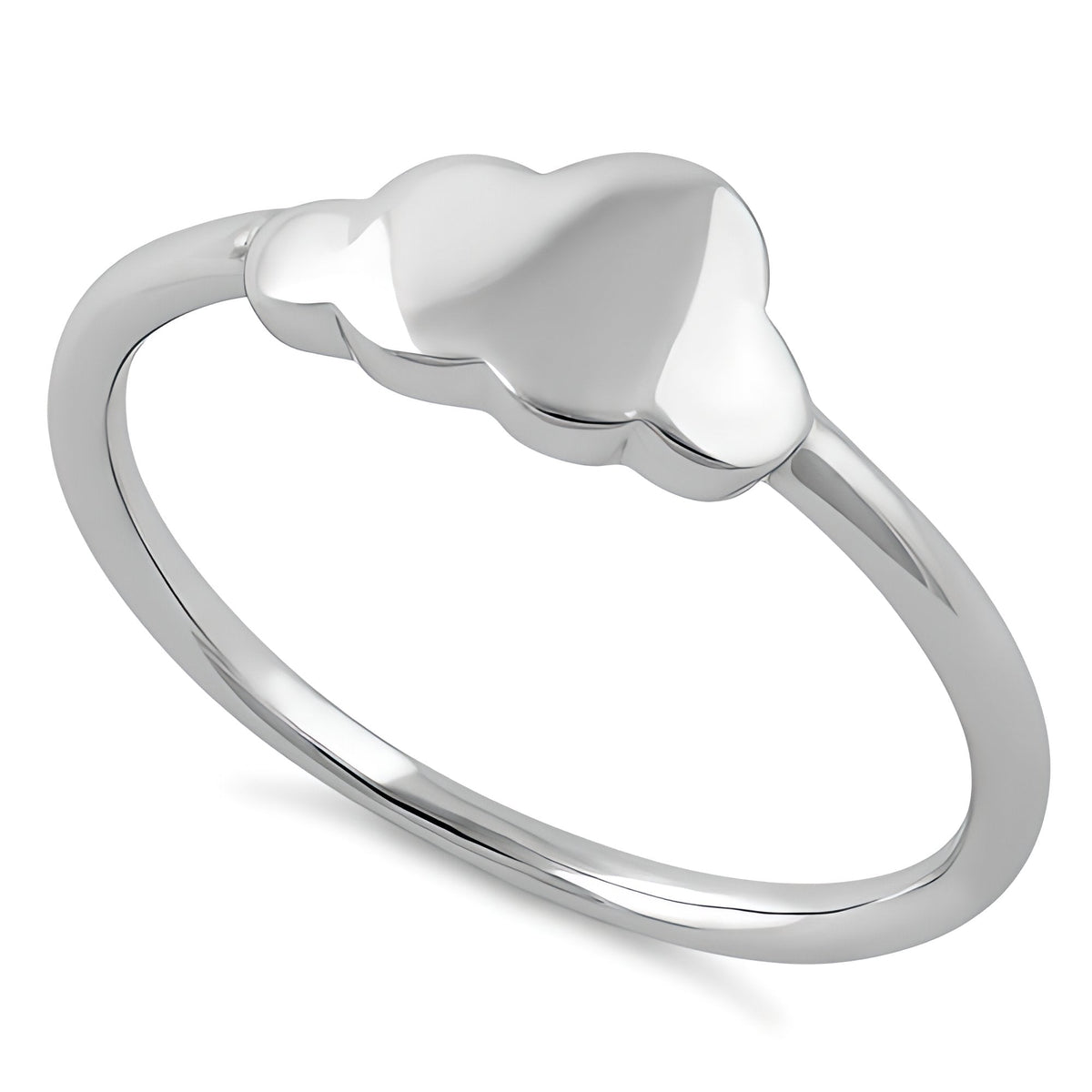 Sterling Silver Polished Puffy Cloud Dainty Stacking Ring for Women