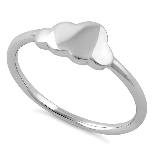 Sterling Silver Polished Puffy Cloud Dainty Stacking Ring for Women