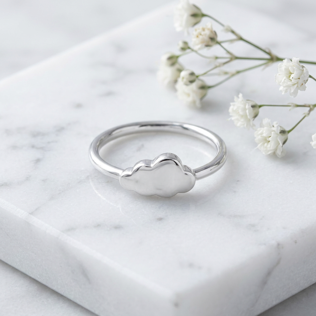 Sterling Silver Polished Puffy Cloud Dainty Stacking Ring for Women life1