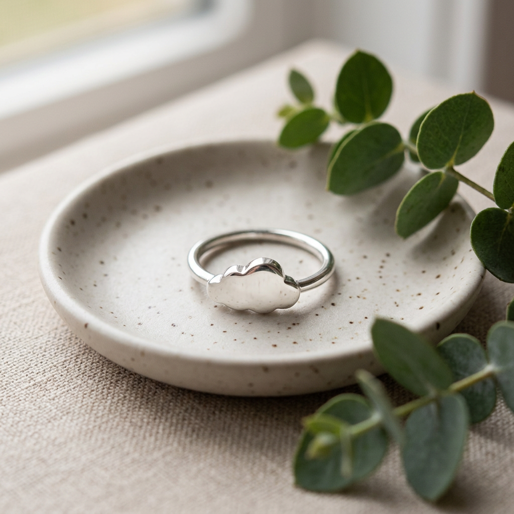 Sterling Silver Polished Puffy Cloud Dainty Stacking Ring for Women life2