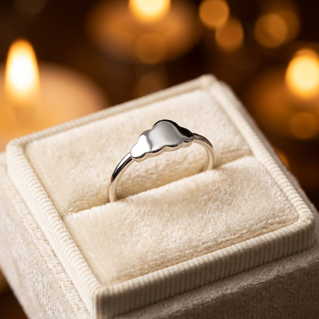 Sterling Silver Polished Puffy Cloud Dainty Stacking Ring for Women life3
