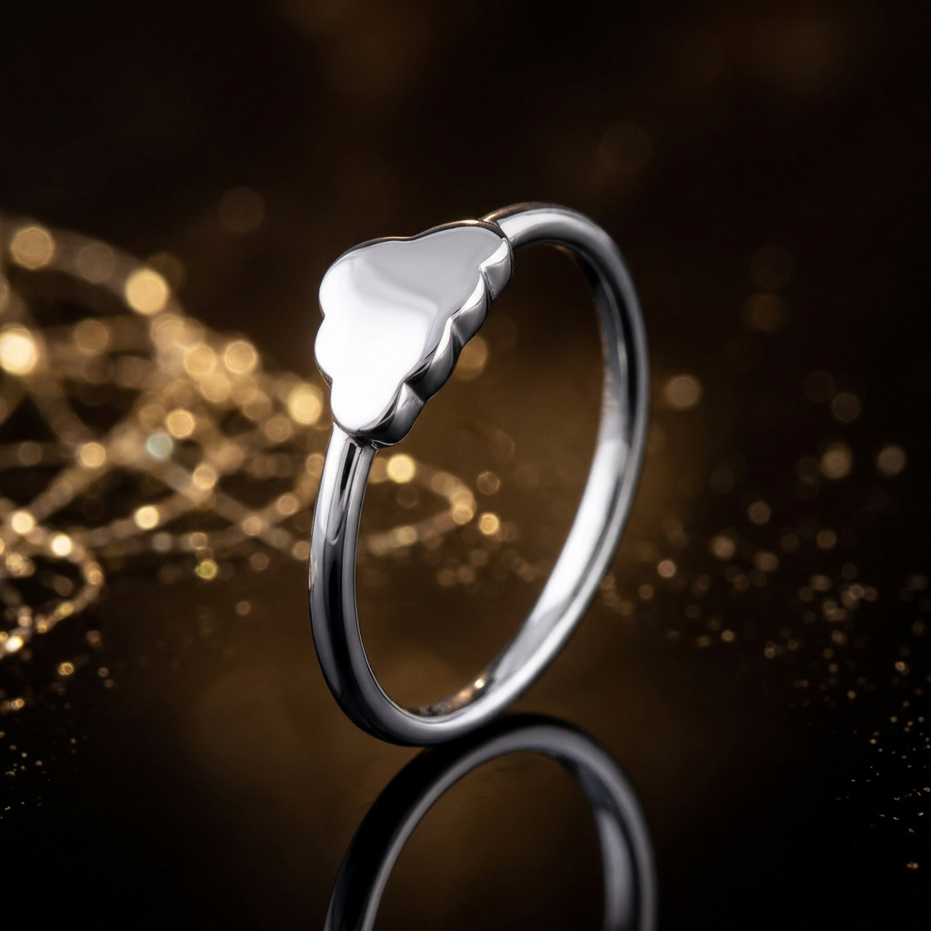 Sterling Silver Polished Puffy Cloud Dainty Stacking Ring for Women life4