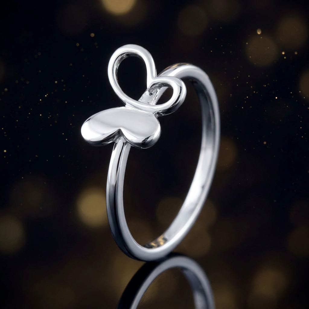 Sterling Silver 1.6mm Half Open Wing Butterfly Stacking Ring for Women life4