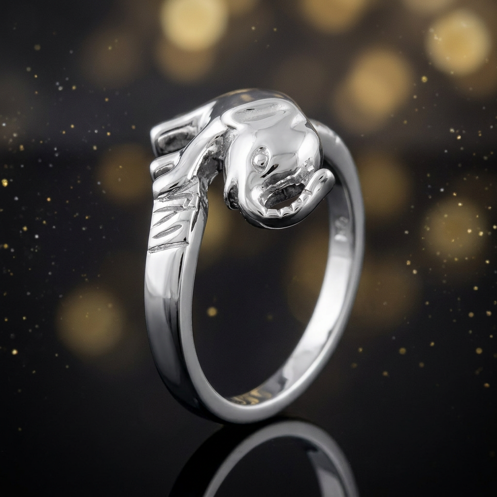 Sterling Silver Lucky Elephant Trunk Up Animal Ring for Women life4