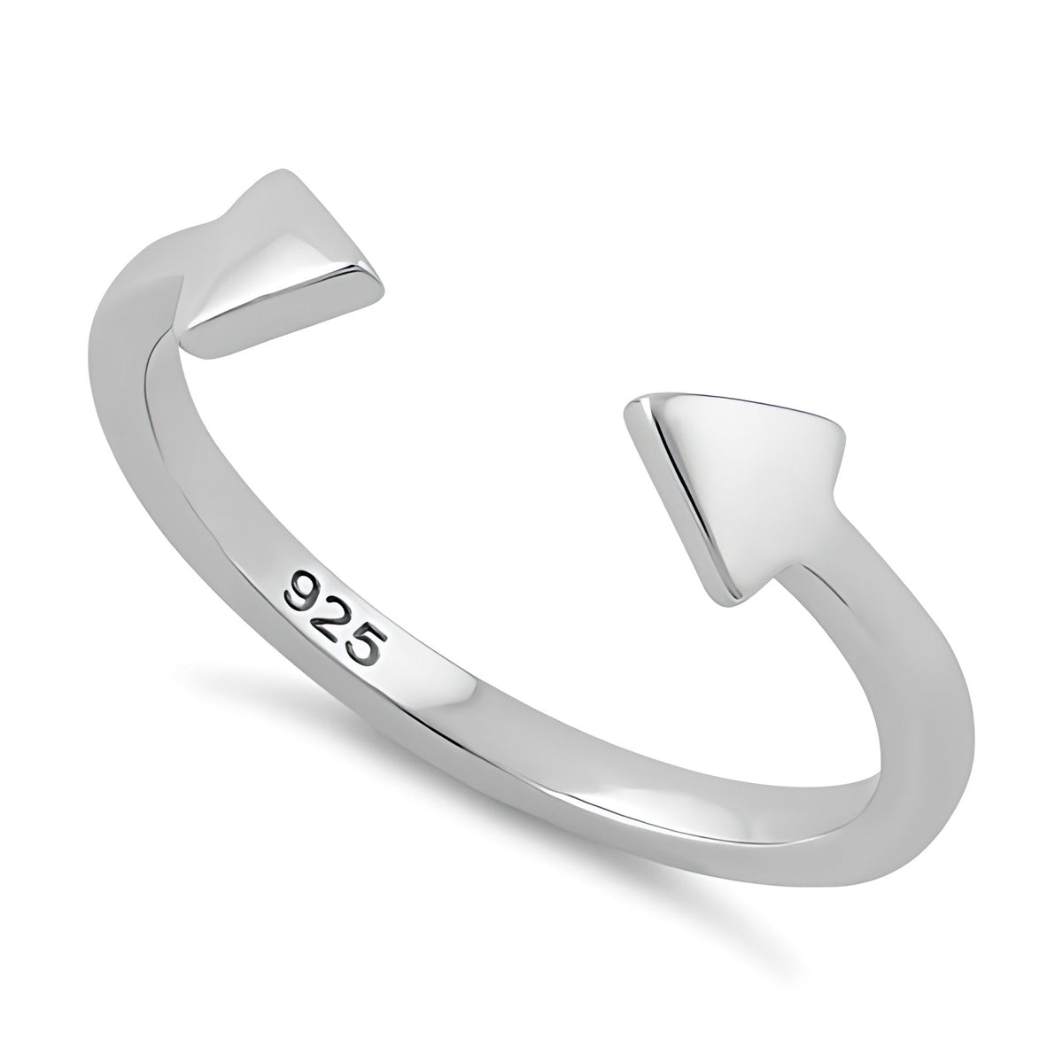 Sterling Silver 1.8mm Open Cuff Double Arrowhead Tips Stacking Ring for Women