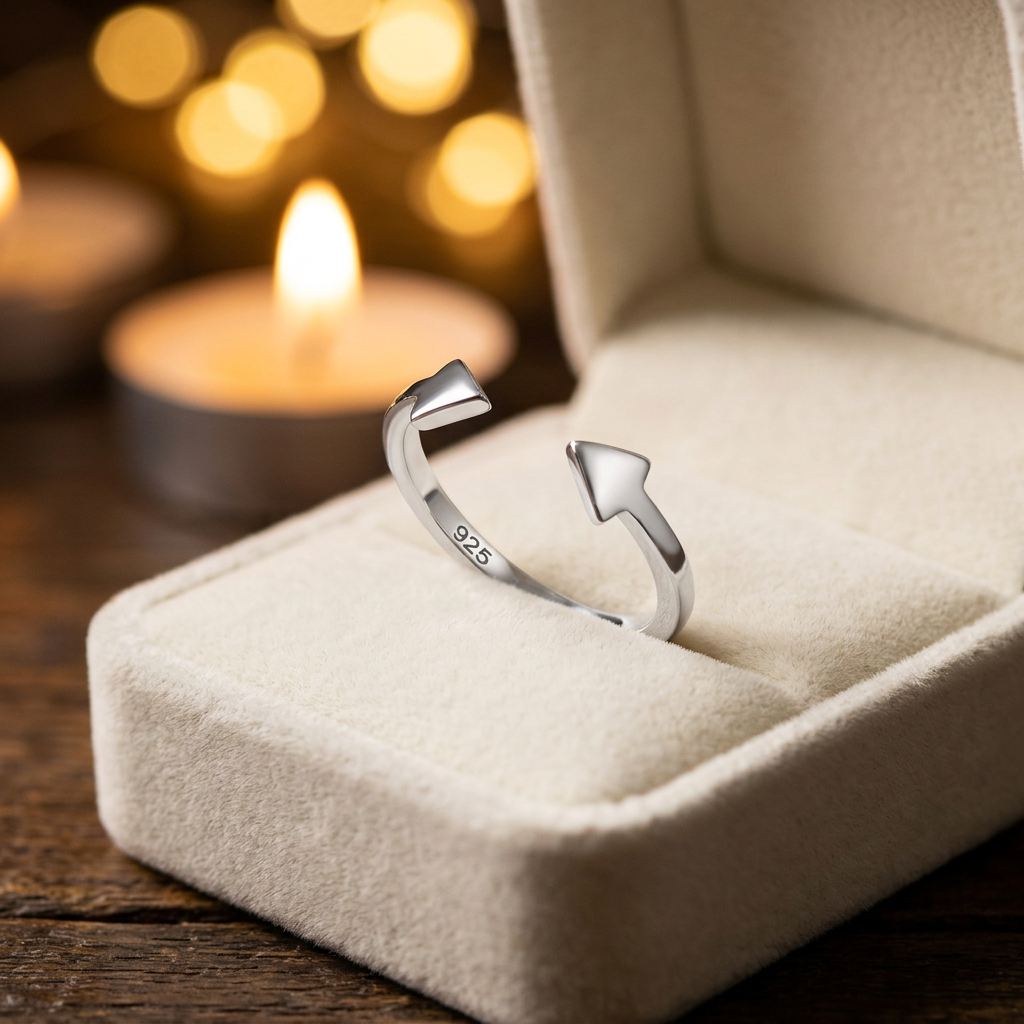 Sterling Silver 1.8mm Open Cuff Double Arrowhead Tips Stacking Ring for Women life3
