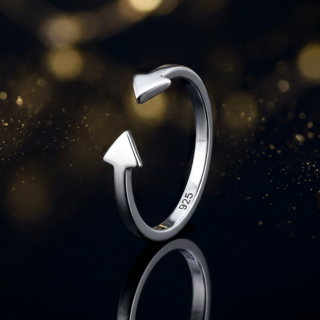 Sterling Silver 1.8mm Open Cuff Double Arrowhead Tips Stacking Ring for Women life4