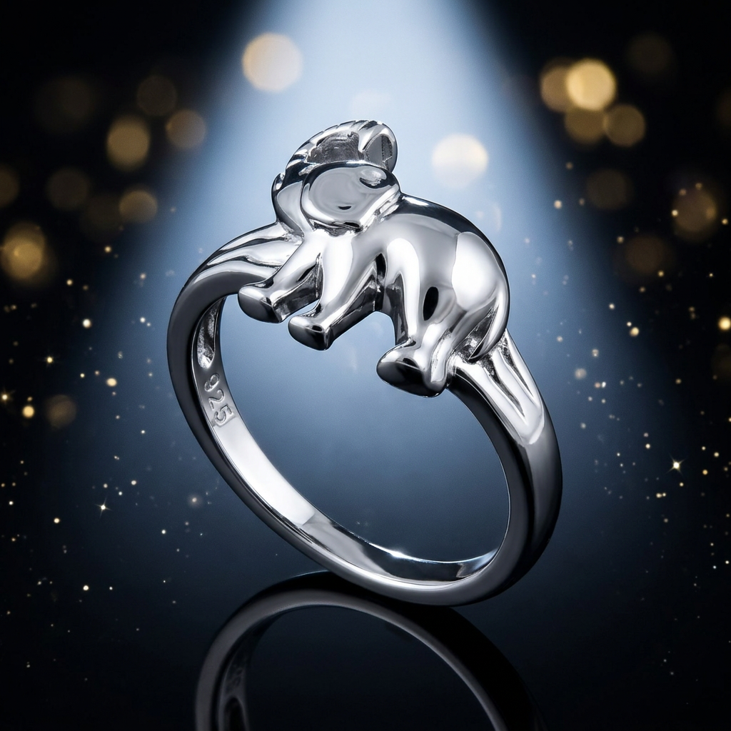Sterling Silver Lucky Elephant with Trunk Up Animal Ring for Women life4