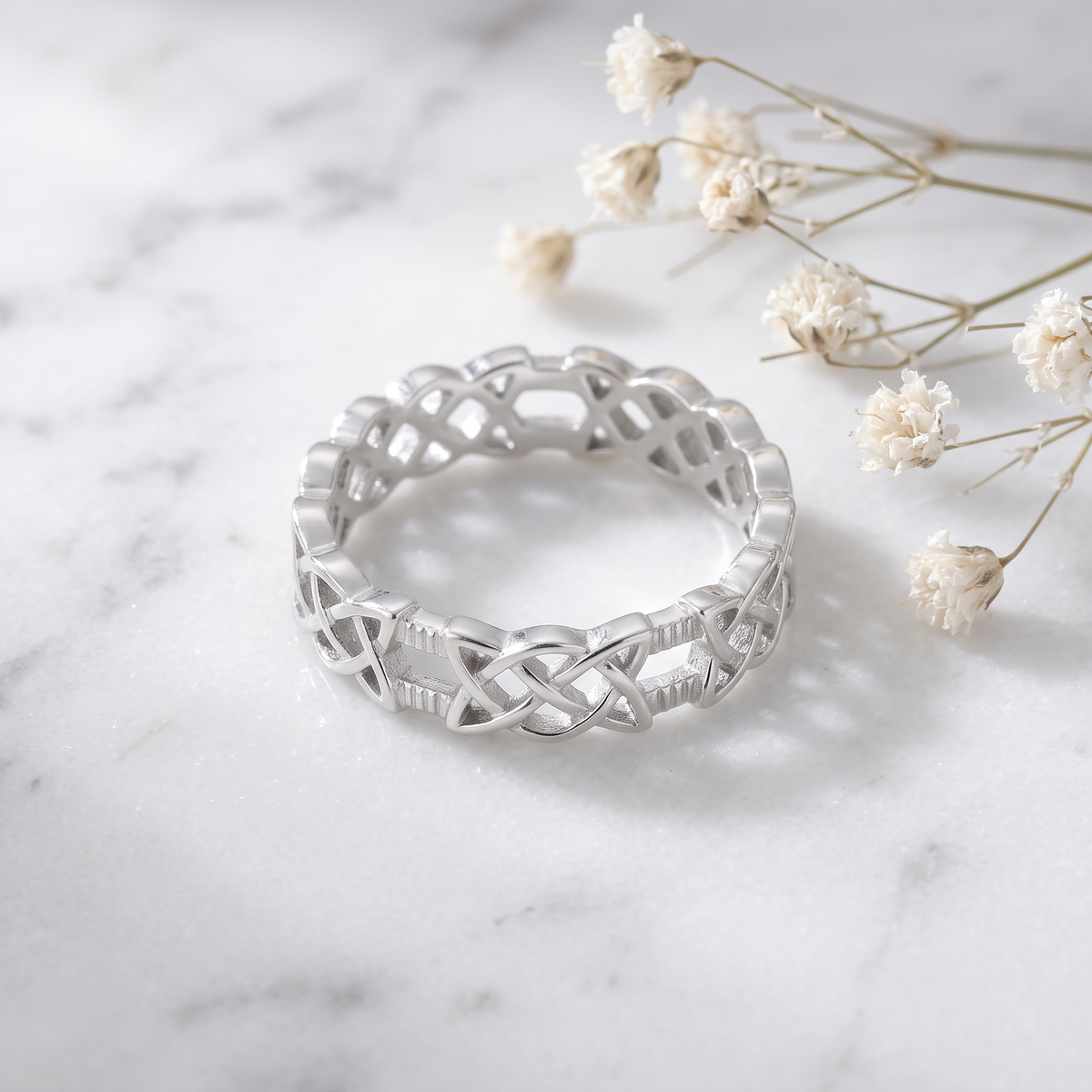 Sterling Silver 4.7mm Celtic Knot Eternity Band Ring for Women life1