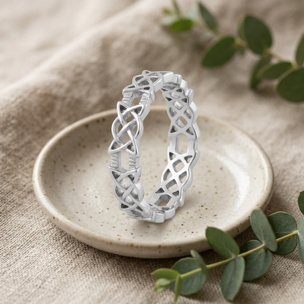 Sterling Silver 4.7mm Celtic Knot Eternity Band Ring for Women life2